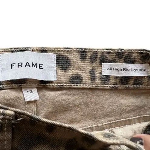 Frame Ali High-Rise Cigarette Jeans Slimming Leopard Print Camel Multi Size 23