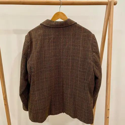 Vintage Plaid Zip Up Collared Coat Chore Jacket in Brown Size 18
