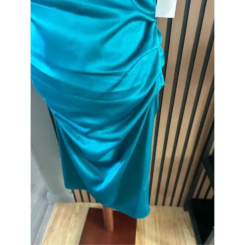 Suzi Chin teal green mother of the bride wedding dress size 14 sleeveless scrunc