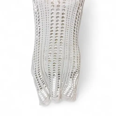 White Open Knit Crochet Sleeveless Cover Up Dress Size M Boho Cottage Core Size M