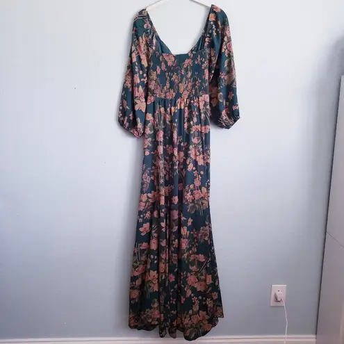 Baltic Born Liesel Green And Copper Floral Maxi Dress