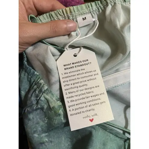 NWT Made With Love Floral Painting Sundress Size Medium Blue Pink And Purple