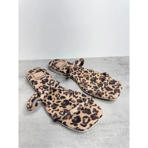 Dolce Vita Sandals Size 7.5 Animal Print Double Strap Flat Sandal Tan