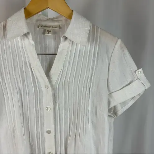 Coldwater Creek Small Bamboo Rayon Pleat Retro Vintage Resort Button Up Blouse - Image 7