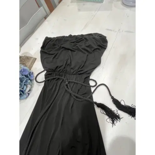 Ariella Black Jumpsuit Wide Leg Strapless Drawstring Waist Size M