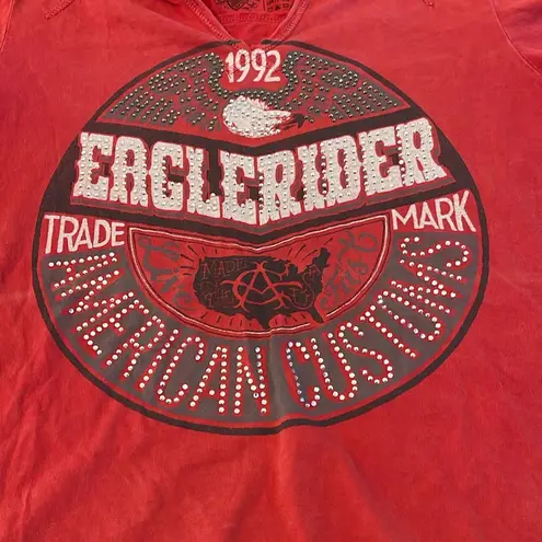 Affliction , rhinestone, Red Graphic Tee size medium