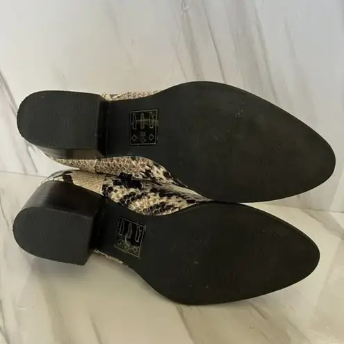 Market & Spruce animal print ankle Boots 6.5 bootie Block Heel Black Beige Snake