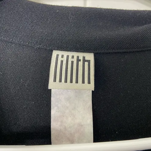 Vintage Lilith women’s black long button collared pocket dress jacket large