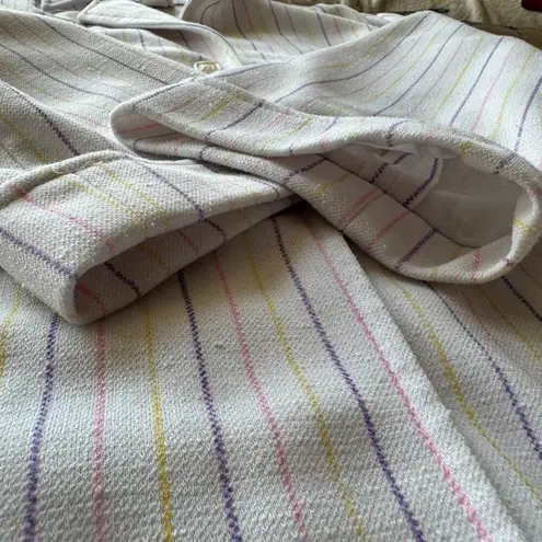 Vintage Graff CaliforniaWear Blazer Polyester Pastel Pinstripes Grannycore 70s White Size L