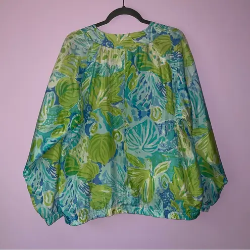 Vtg Mureli 100% Silk Jacket Tropical Leaf Print Button V Neck Cardigan