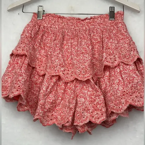 American Eagle  Pink Tiered  Floral Skort/Skirt Sz SX Elastic Waist