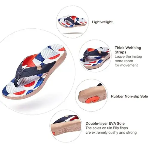 UIN Women's Flip Flops Thong Sandals Beach Casual Art Painted Slippers Non Slip Size 9