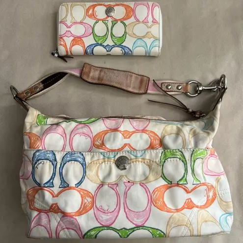 Coach 👜 Scribble Signature Multicolor Shoulder Bag & Wallet Set