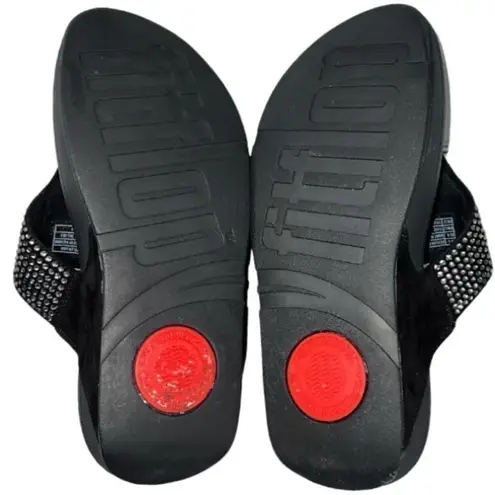 FitFlop Flare Rhinestone thong Comfort Wedge Slip On Sandals Size 6