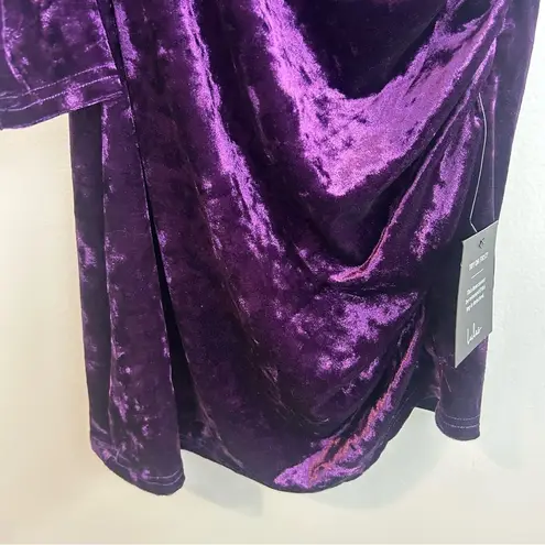 Lulus NWT  Muse Moment Purple Crushed Velvet One Shoulder Mini Dress Size Small