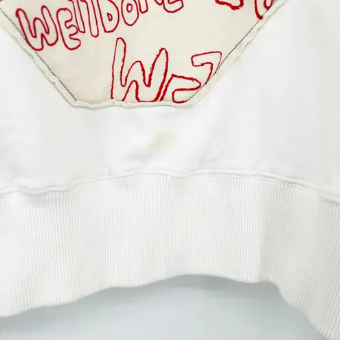 We11done Unisex Streetwear Graffiti Patch Graphic Crewneck Sweatshirt Size S White
