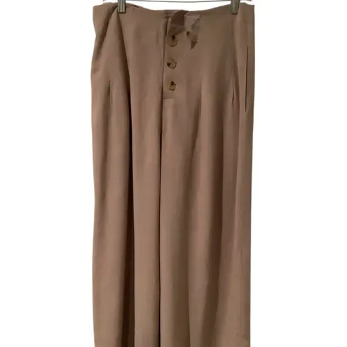 One the land Linen 4 Button Up Palazzo Wide-Leg Ankle Pants