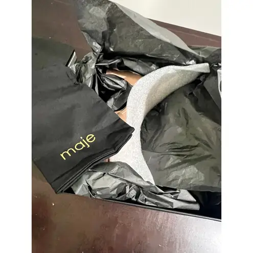 Maje Patent Leather Block Heel Sandals Rhinestone Ankle Strap Rose Blush 40