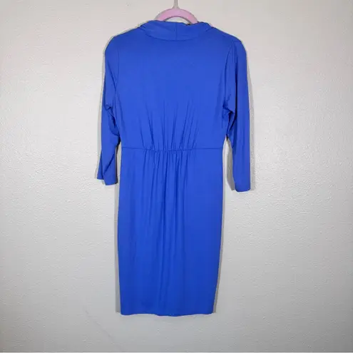 Tori Richard Tori Richards Blue 3/4 Sleeve Mini Dress Womens S Twist Front Bodycon NWT - Image 4