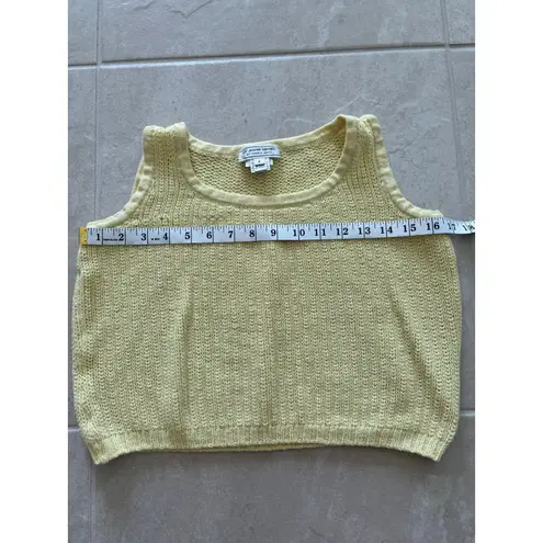 St. John Sport Marie Gray Women XS Yellow Sleeveless Cropped Crochet Sweater