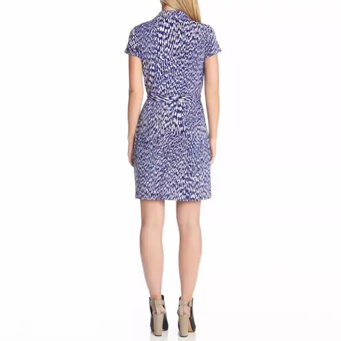 Karen Kane  REFLECTION blue white pink print jersey mini tie wrap dress small