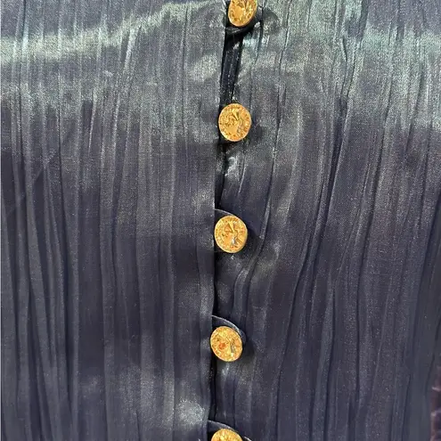 J.R Night By Cailiendo Blue Satin Rhinestone Buttons. Sheer Cuffed Sleeves Sz 8