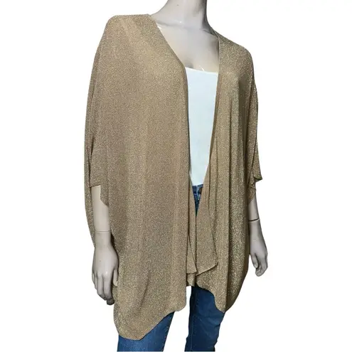 Donna Karan NWT Women’s Size XL Gold Metallic Open Front Sweater Cardigan