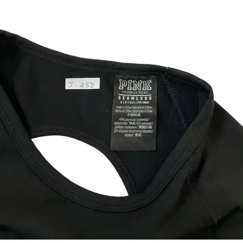 PINK - Victoria's Secret  Women Size Small Black Seamless Shirt Workout Yoga (5-250)