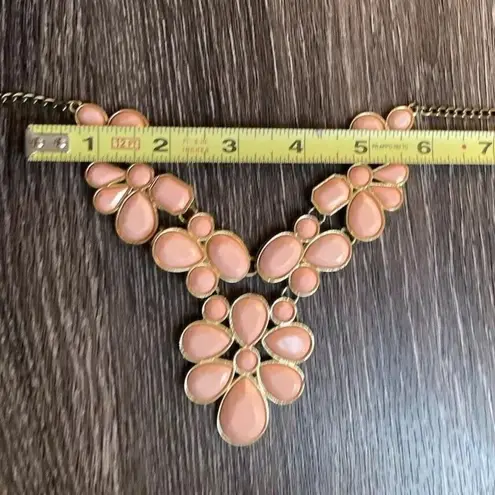 Vintage Pink Peachy cabochon Gold tone Statement chunky Necklace Western Piece