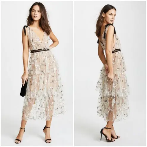Self Portrait đź’•SELF-PORTRAITđź’• Star Mesh Embroidered Midi Dress ~ US 4