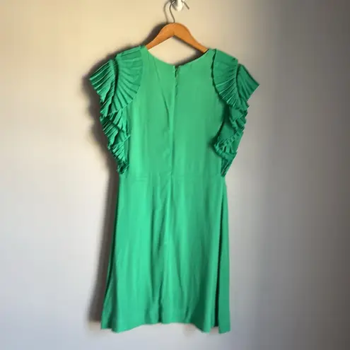 Maje Rolana Pleated-Shoulder Mini Dress - Green Small