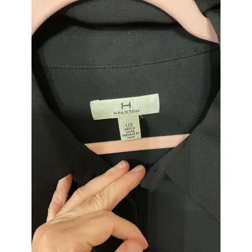 H by Halston Women's Black Fringe Button Down Tunic, L