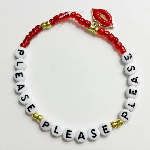 Sabrina Carpenter Please Please Please Red and Gold Beaded Friendship Bracelet