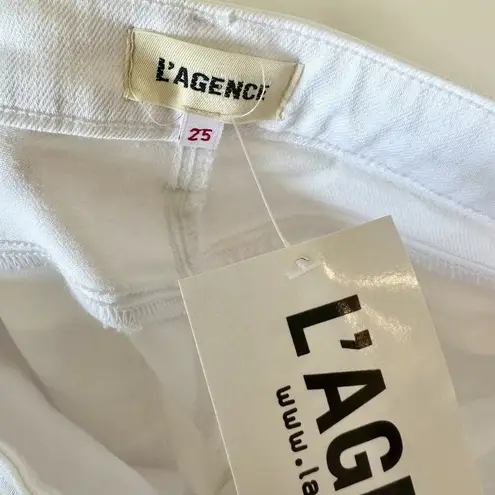 L'Agence NWT White Wide Leg Raw Hem Jeans - Size: 25