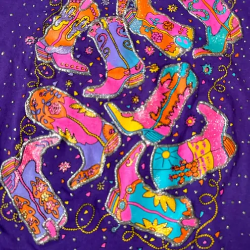 Vintage Purple Cowboy Boot Graphic Embellished T
