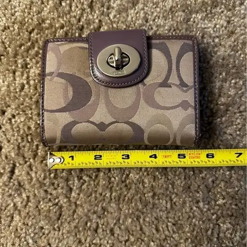 Coach  Wallet Womens Small Purple Signature Canvas Leather