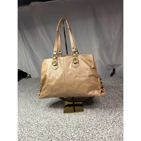 Coach  Ashley Large Beige Leather Carryall Satchel Shoulder Bag