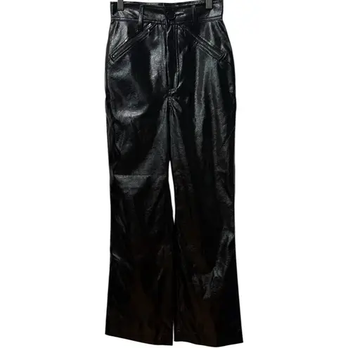 NWT Misha Bertha Black Vegan Leather High Waist Crop Flare Pants Size 2 $238