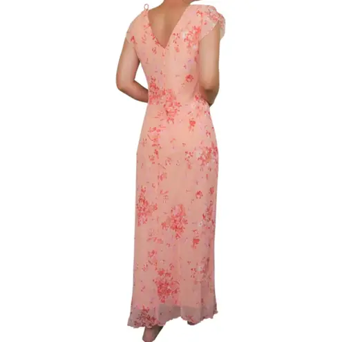 Studio Y Vintage Y2K Peach Floral Flowy Midi Dress