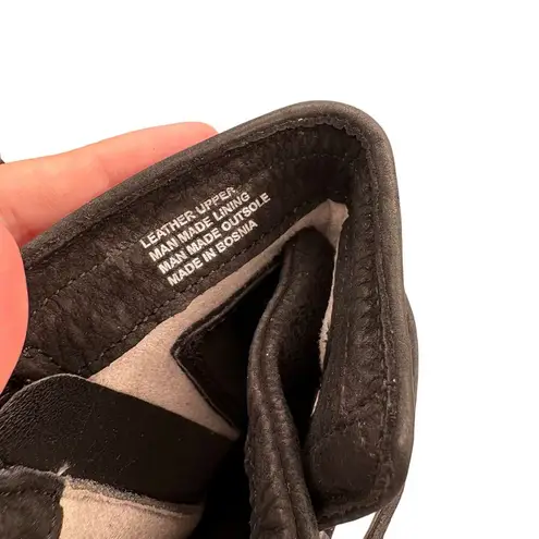 Miz Mooz Black Booties Leather Punk Goth Grunge SZ 36 Textured Lace Up White Fur