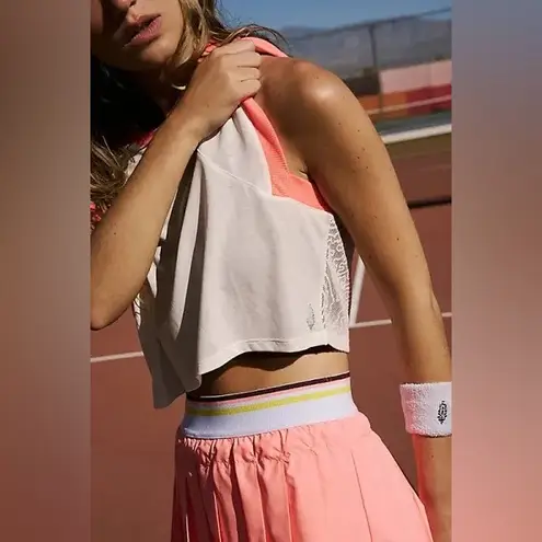 Free People Movement NWT Good Sport Tee White with Neon trim MSRP $68