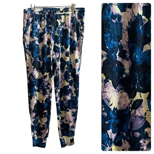 Adyson Parker NWT  Legion Blue Floral Print Modal Blend Lounge Jogger Size Large