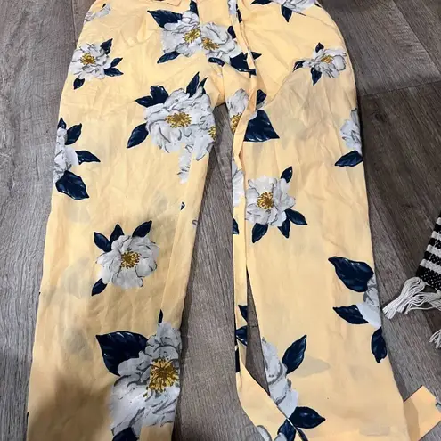 J.O.A. floral paperbag waist trouser pant floral yellow Small thumbnail 5