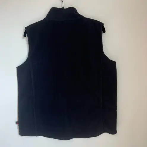 Woolrich Womens Fleece Vest Black Full Zip Sleeveless Pockets Mock Neck Sz Large