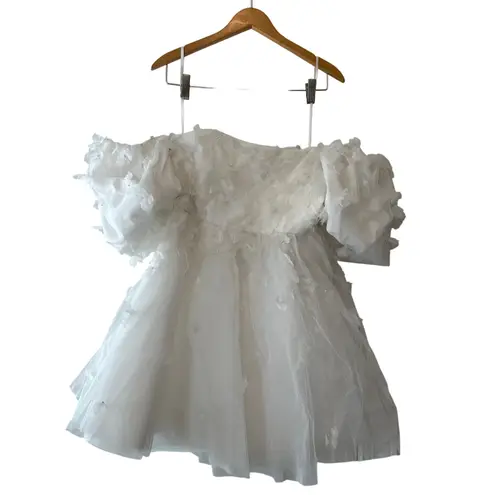 BHLDN Cleo Puff Sleeve Ivory Mini Dress NWT Size 8 Bridal Shower