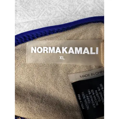 Norma Kamali One Shoulder One Piece Swimsuit Royal Blue Mesh Cutout XL