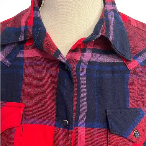 Wrapper Wrangler Red/Blue Flannel Plaid Shirt