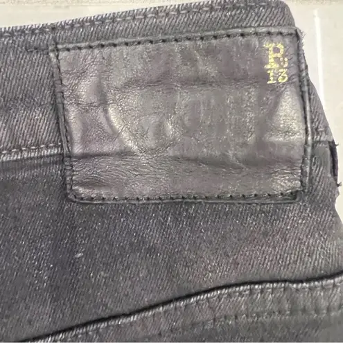 R13 Black Waxed X-Over Jeans
