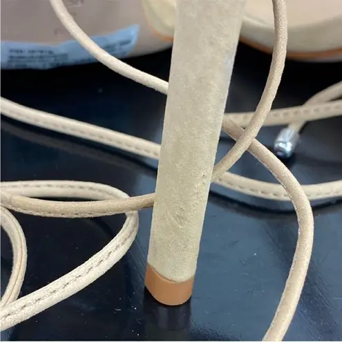 Schutz Vikki Crystal Embellished Ankle Wrap High Heel Sandals Tan 7.5 Leather