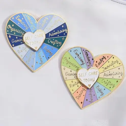 NEW Self Care Heart Enamel Pin Blue